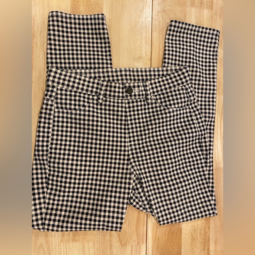 3/$10 Uniqlo Black White Gingham Checkered Mid Rise Skinny Stretch Pants